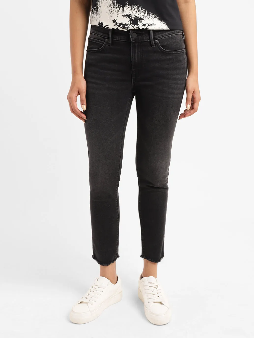 Effortless Look Total Fit Women's 711 Black Skinny Fit Mid Rise Jeans