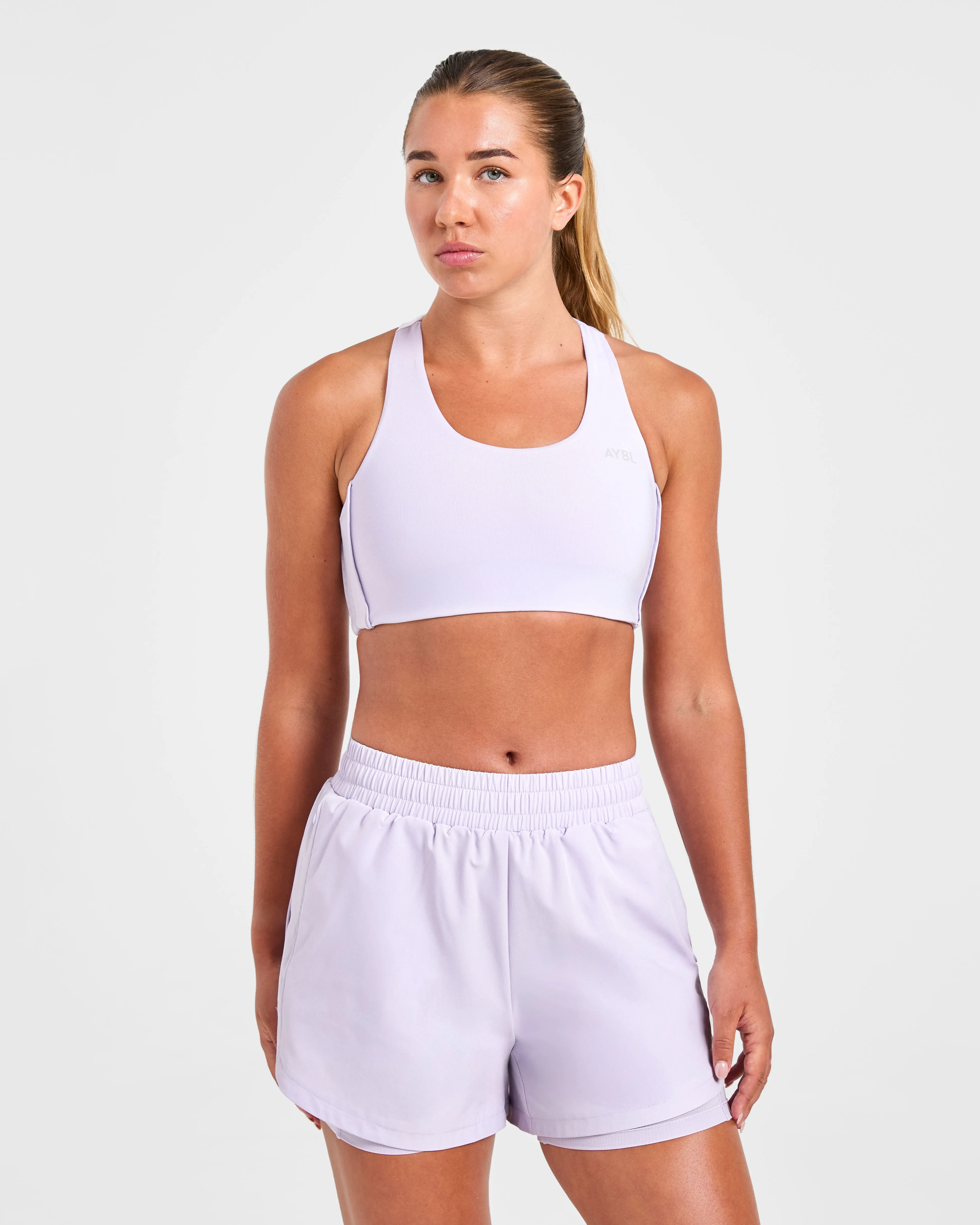Seamless Support Contrast stitching seams Run Sports Bra - Ice Lilac