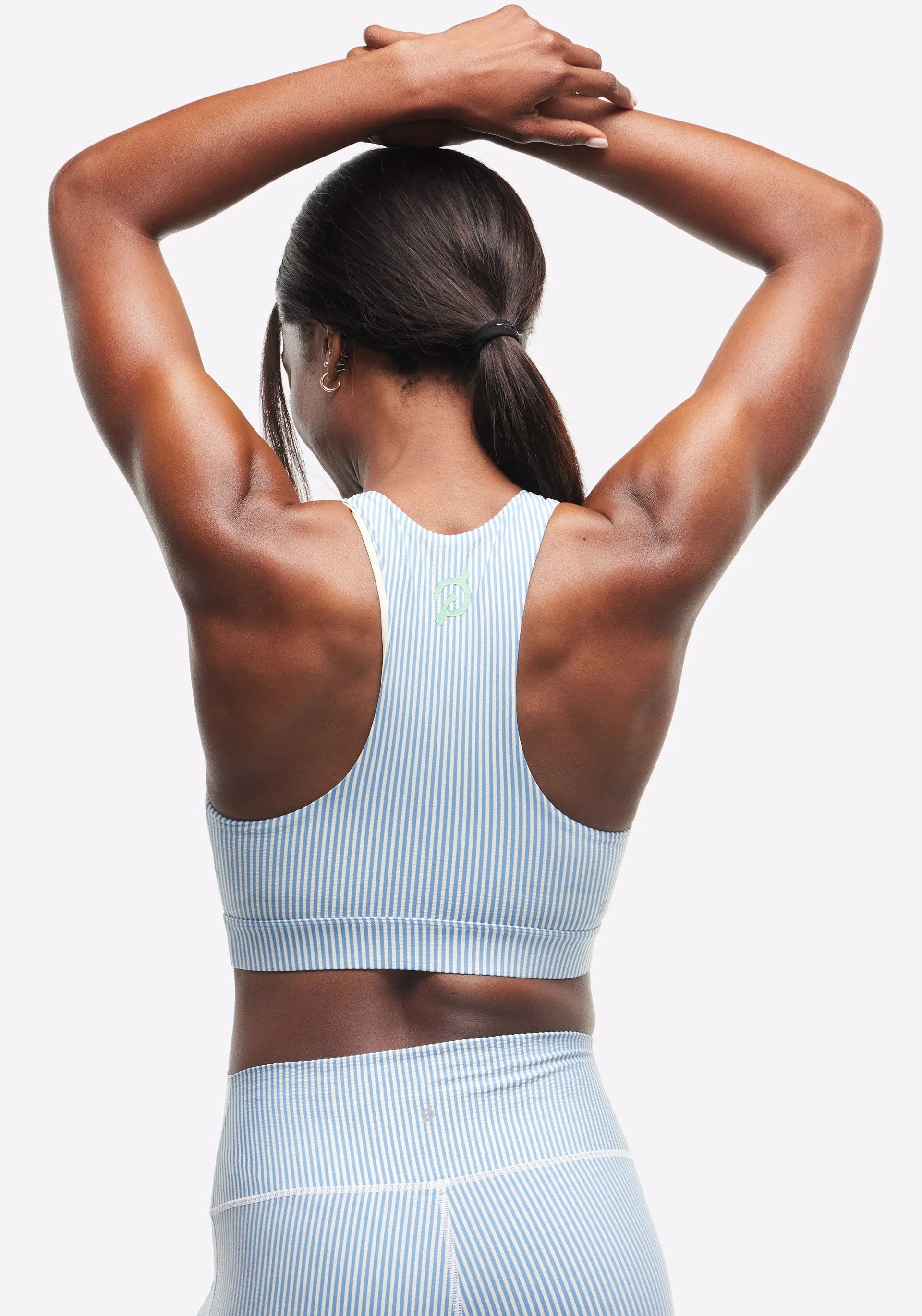 Seersucker High Neck Zip Bra Easy Closure