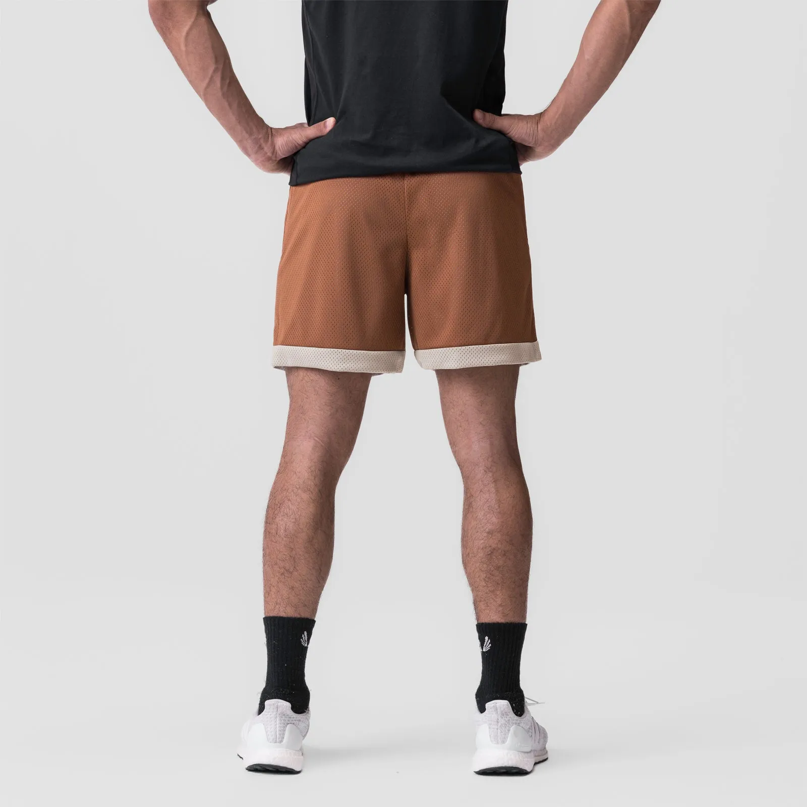 0795. SilverPlus? Mesh Reversible Short - Rust/Beige polo shirt