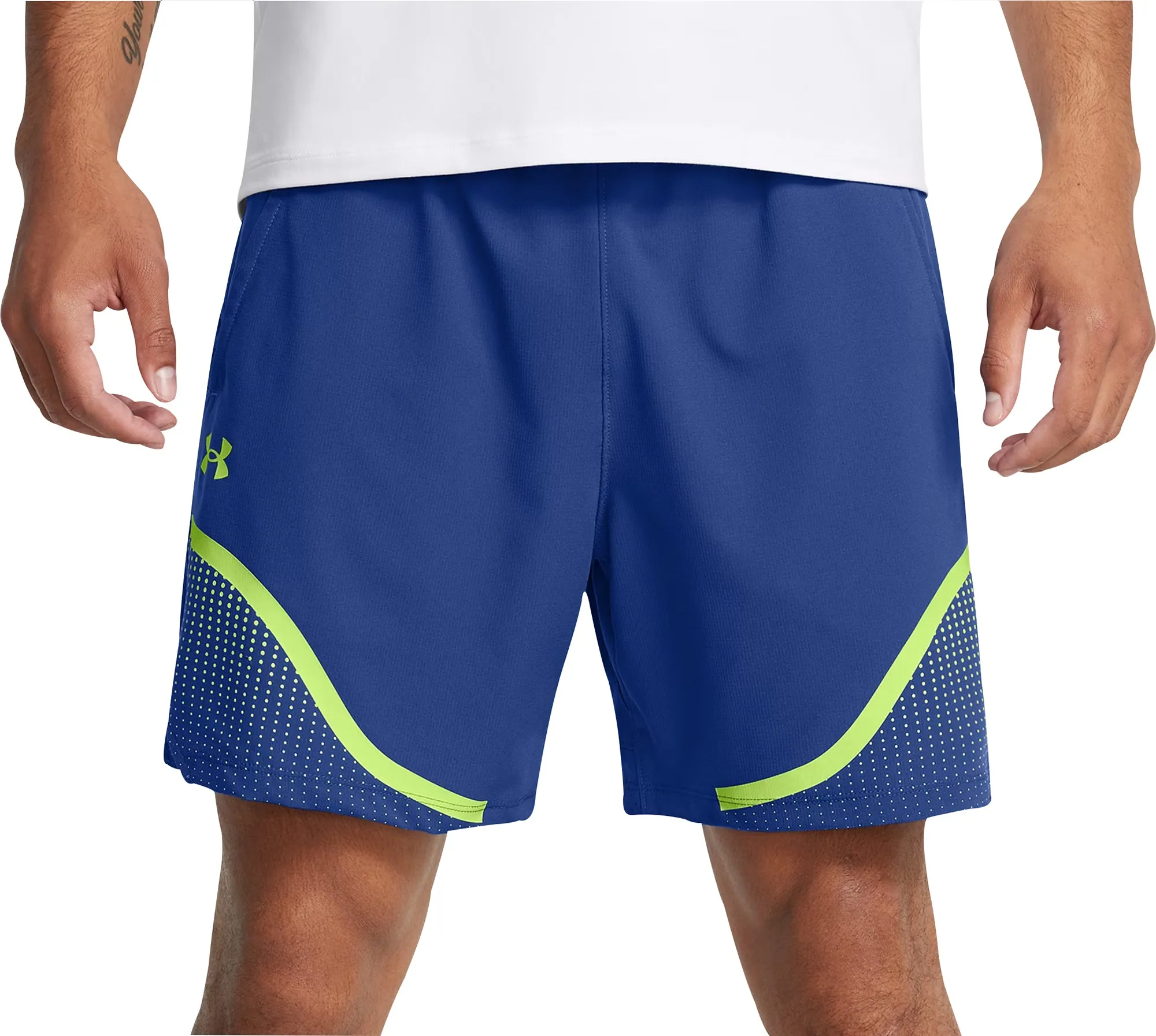 Eco Conscious Packaging Gym Wear Under Armour Vanish Woven 6 Inch Graphic Mens Training Shorts - Blue