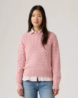 Levi's? Womens Boyfriend Cable Crew Pullover - Peachskin GD Colorfast Denim