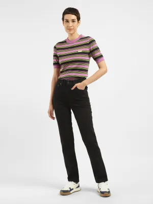 Regular Style Women's 724 Black Straight Fit High Rise Jeans
