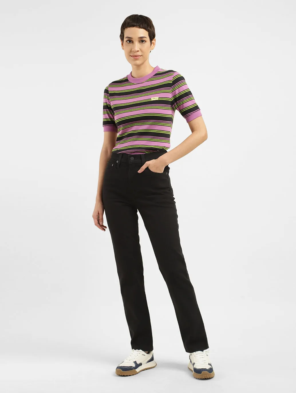 Women's 724 Black Straight Fit High Rise Jeans Daily Uniform