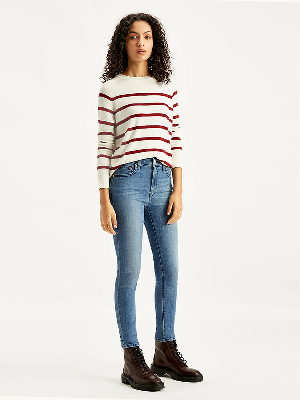 Women's 721 Blue Skinny Fit High Rise Jeans Day Out Style Road Trip Bold Look Smart Casual