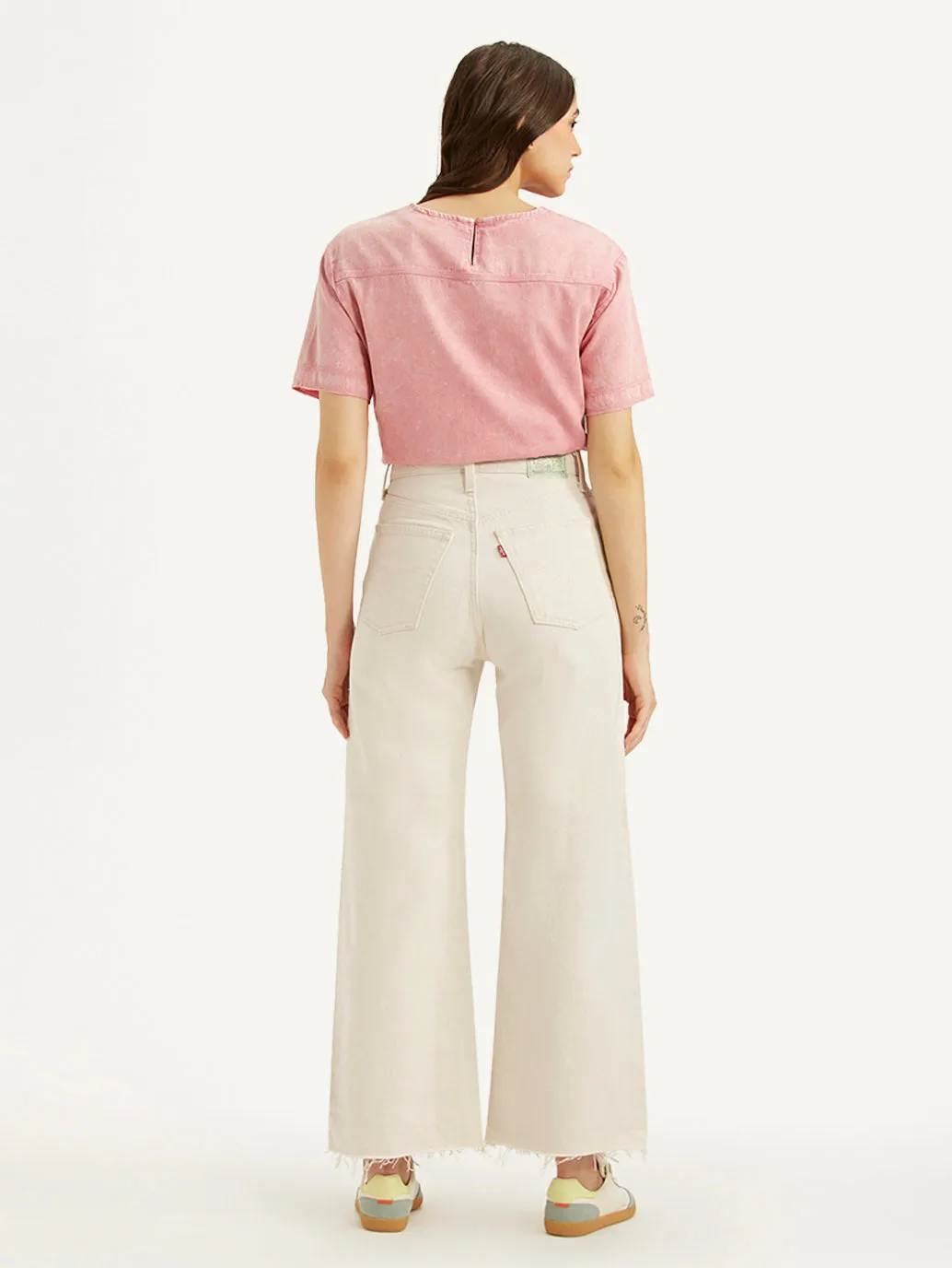 Beach Day Winter Warmth Classic Women's Cream Ribcage Bell Bottom Wide Leg Fit High Rise Jeans