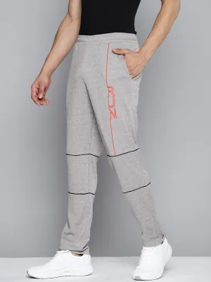 Four Way Stretch Alcis Men Grey Melange Printed Slim Fit Track Pants