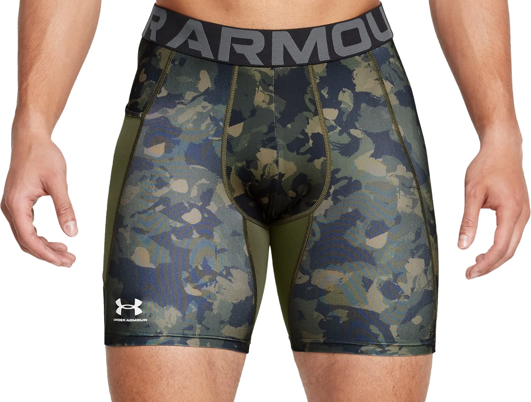 Holiday Wear Under Armour HeatGear Printed Mens Compression Short Tights - Green