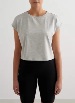 Comfortable clothing Grey Melange Soft Basic Roll Sleeve Top