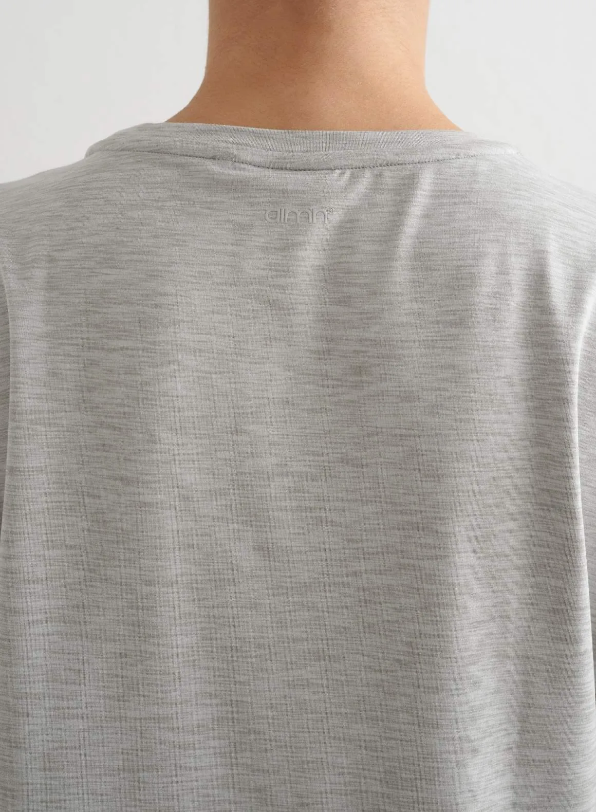 Stylish and Comfortable Grey Melange Soft Basic Roll Sleeve Top