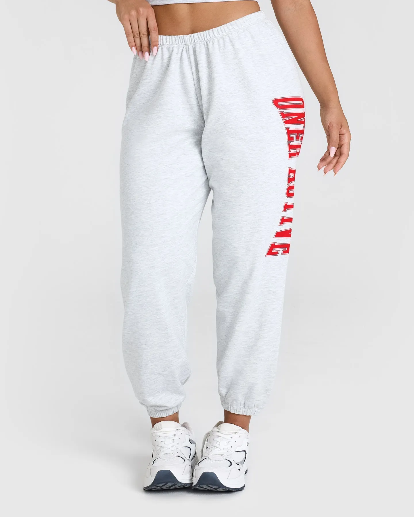 Lightweight Joggers with Red Graphic | Light Grey Marl Fit Flexibility Adaptable Fit Friction Resistant Fabric