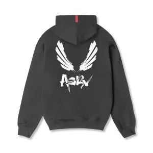 Coffee Run Jungle style 0874. Tech-Terry? Zip Pocket Hoodie - Space Grey/White "Brush Wings/ASRV"