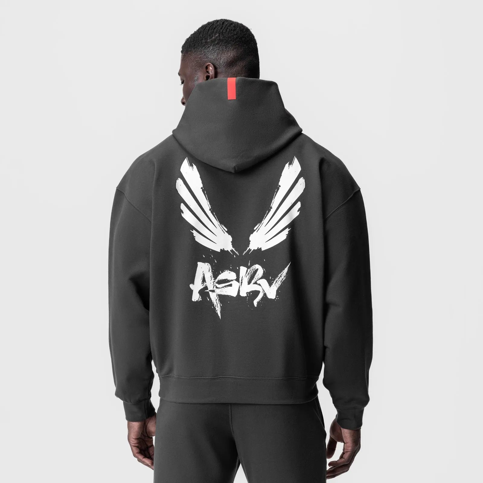 Concert wear Washable 0874. Tech-Terry? Zip Pocket Hoodie - Space Grey/White "Brush Wings/ASRV"