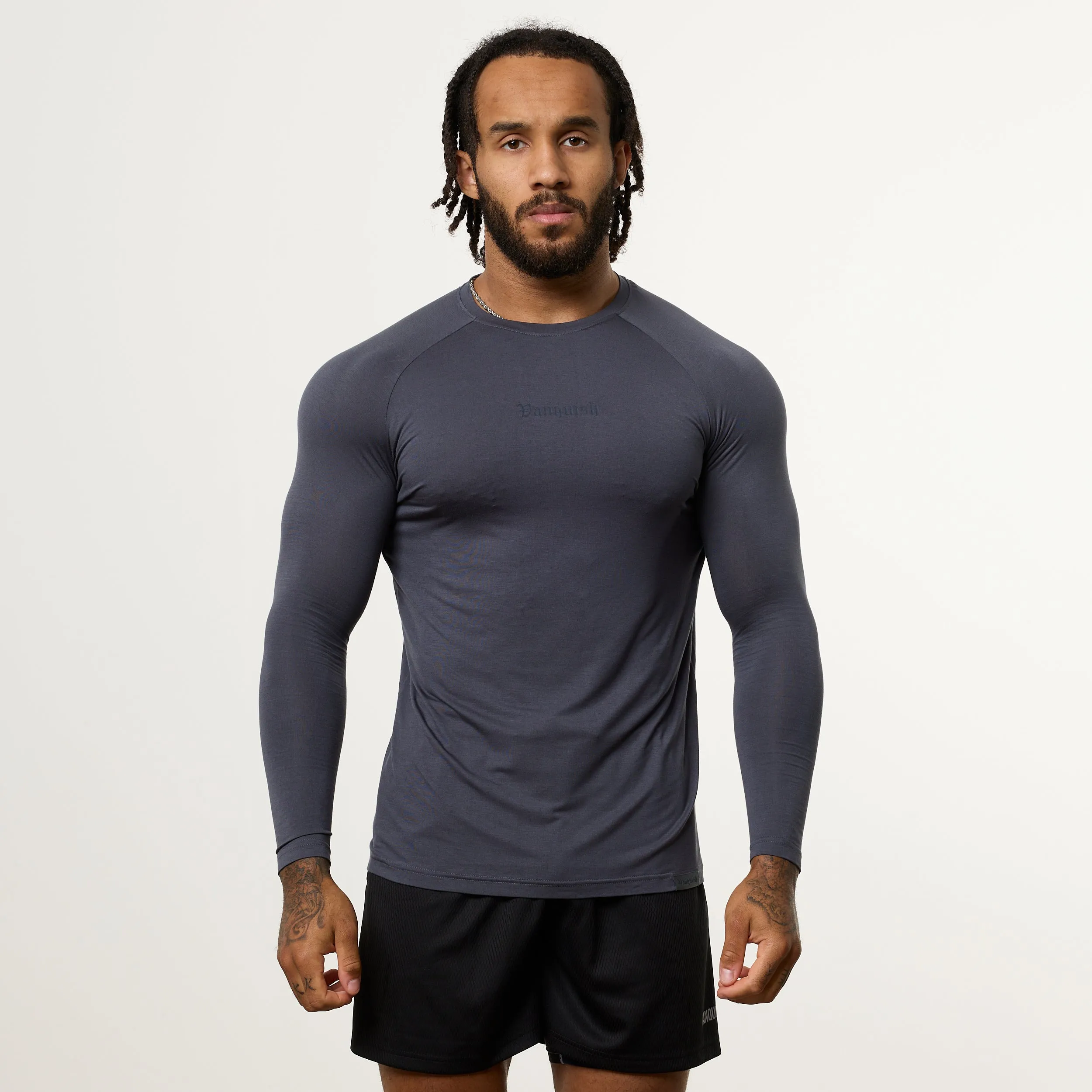 mix and match Vanquish Ultra Soft Denim Blue Long Sleeve Slim Fit T Shirt