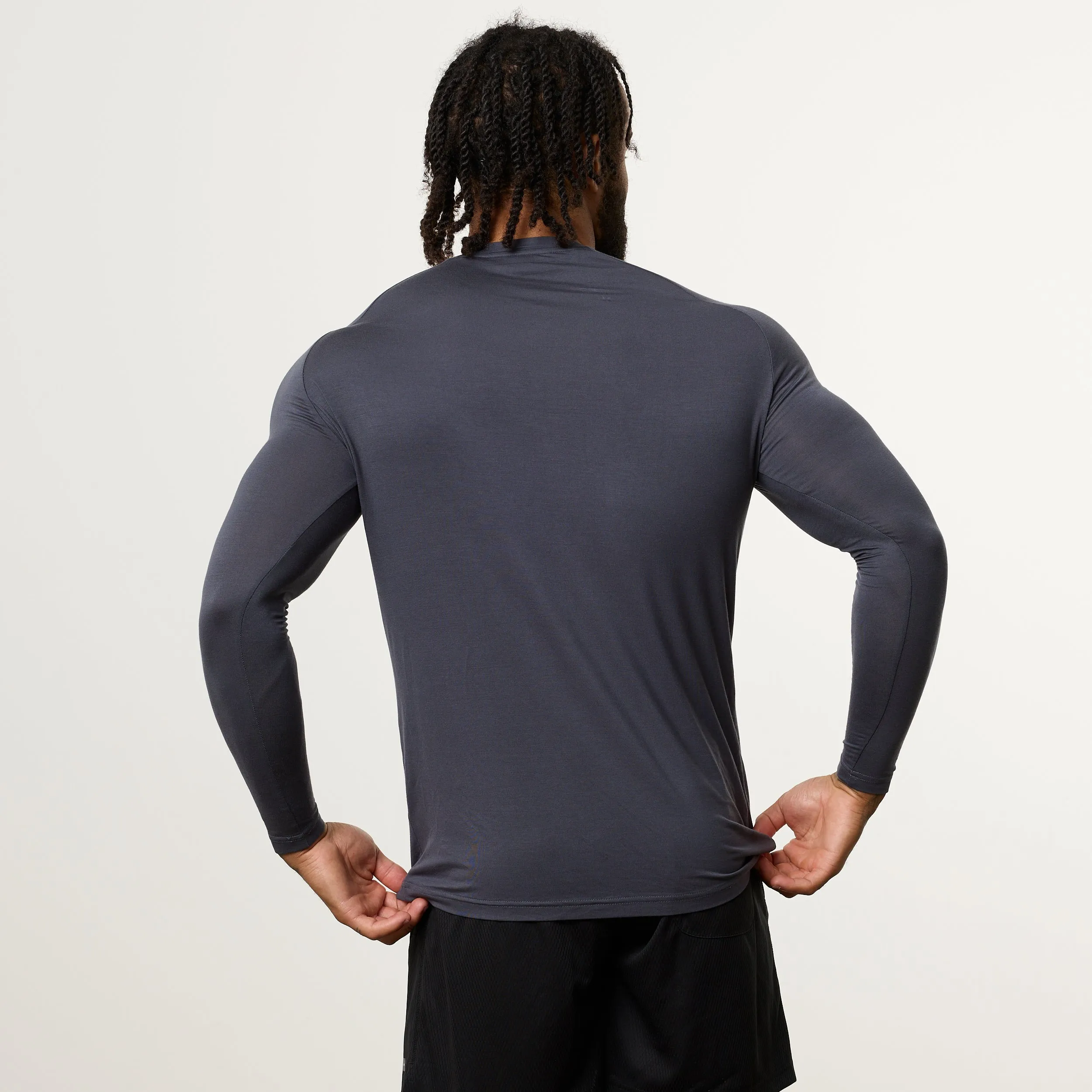 Vanquish Ultra Soft Denim Blue Long Sleeve Slim Fit T Shirt Everyday Outfit