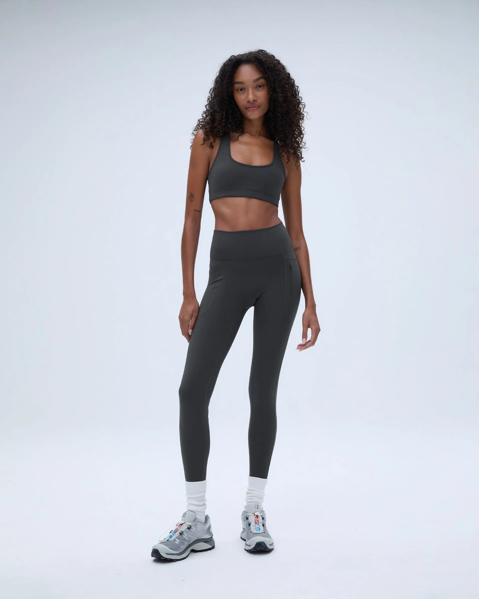 Ultimate Seam Detail Zip Pocket Leggings - Graphite Grey No irritation Pocket Design