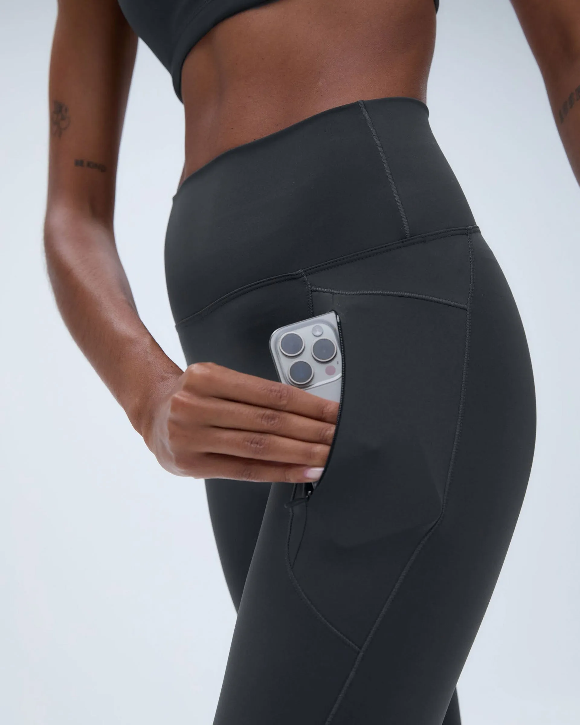 Ultimate Seam Detail Zip Pocket Leggings - Graphite Grey Comfy Fit Non See Beginner Level