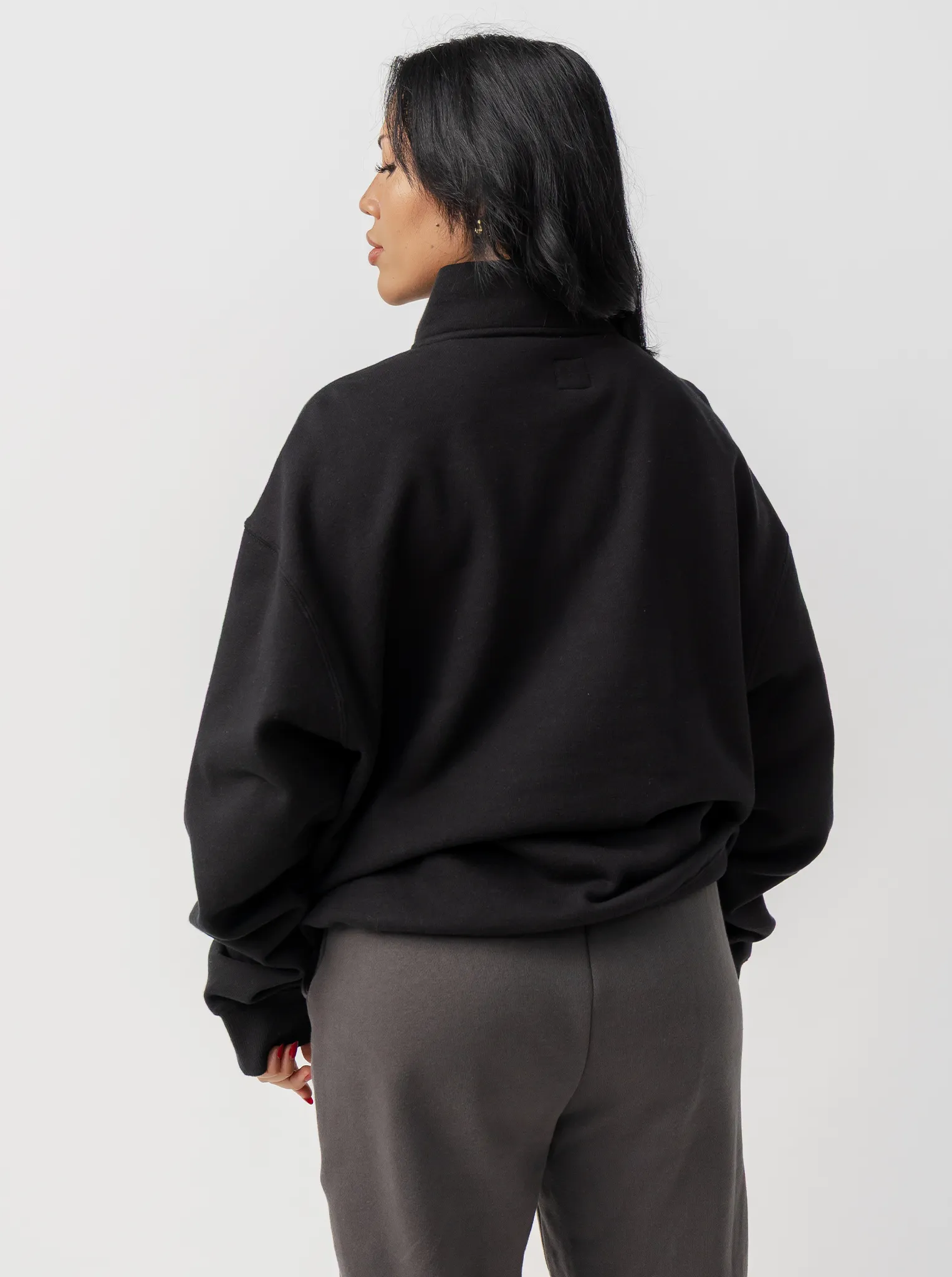 Quarter Zip in Solid Black High Durability Fabric