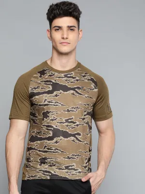 Alcis Men Olive Camouflage Print T-shirt Sea Fit Modern Ease