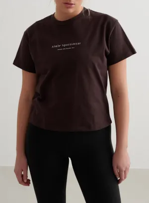 Cacao Serif Boxy T-shirt Daily Outfit Style UVProtectionFinish