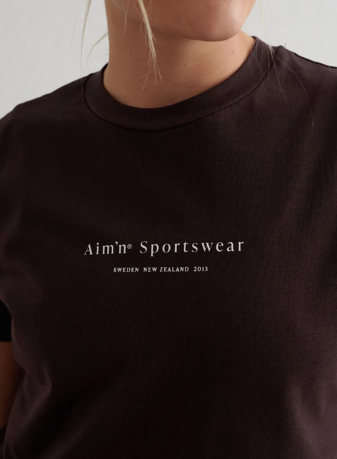 Hypoallergenic Fibers Cacao Serif Boxy T-shirt