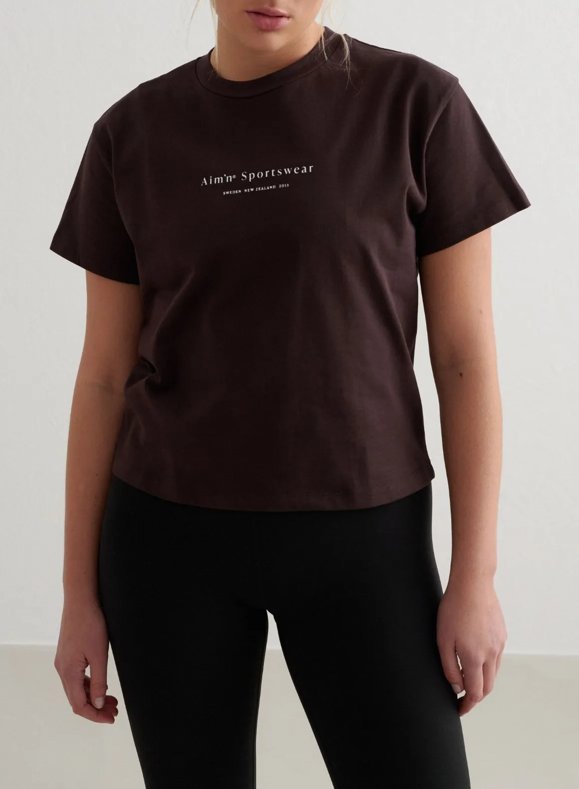 Cacao Serif Boxy T-shirt Daily Outfit Style UVProtectionFinish