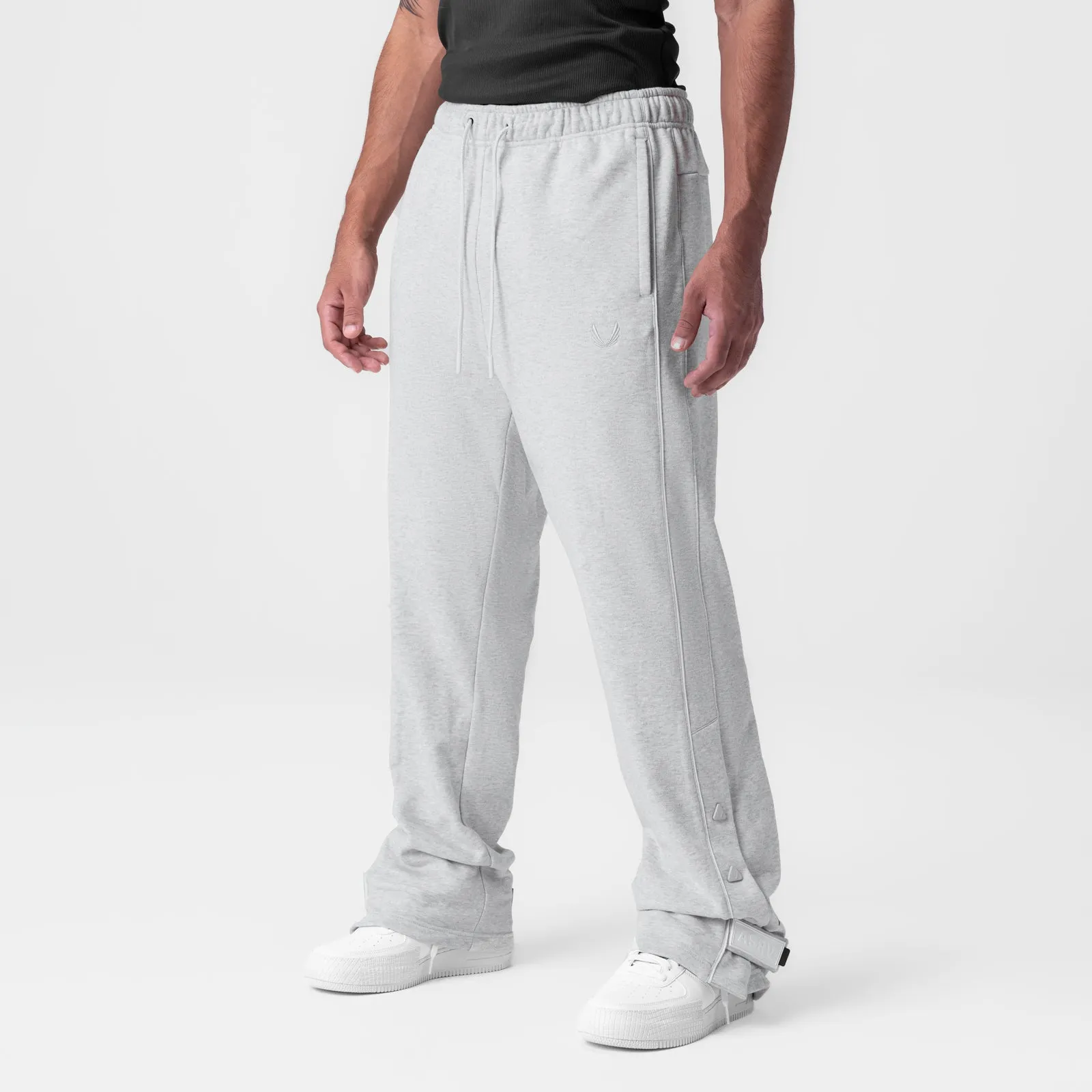 0998. Herringbone Terry Snap Button Sweats - Heather Grey Freedom Move