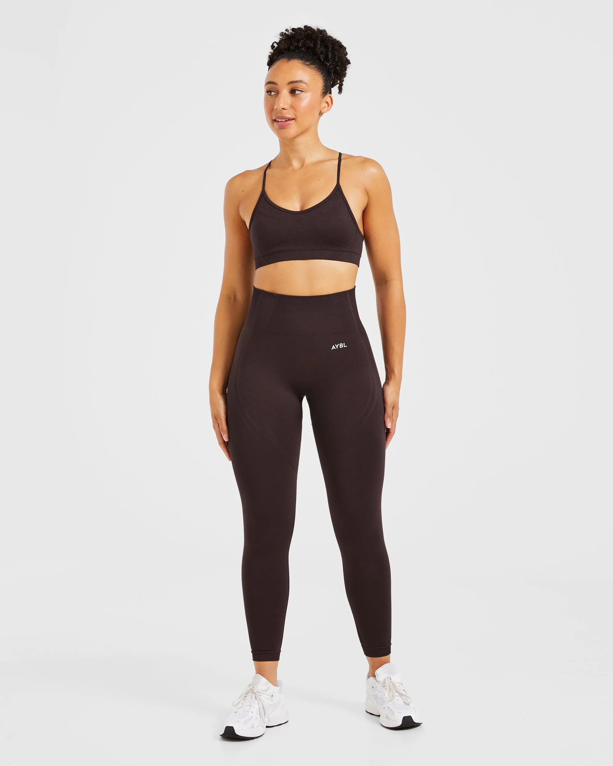 Balance V3 Seamless Strappy Sports Bra - Dark Brown Stretchy Structure
