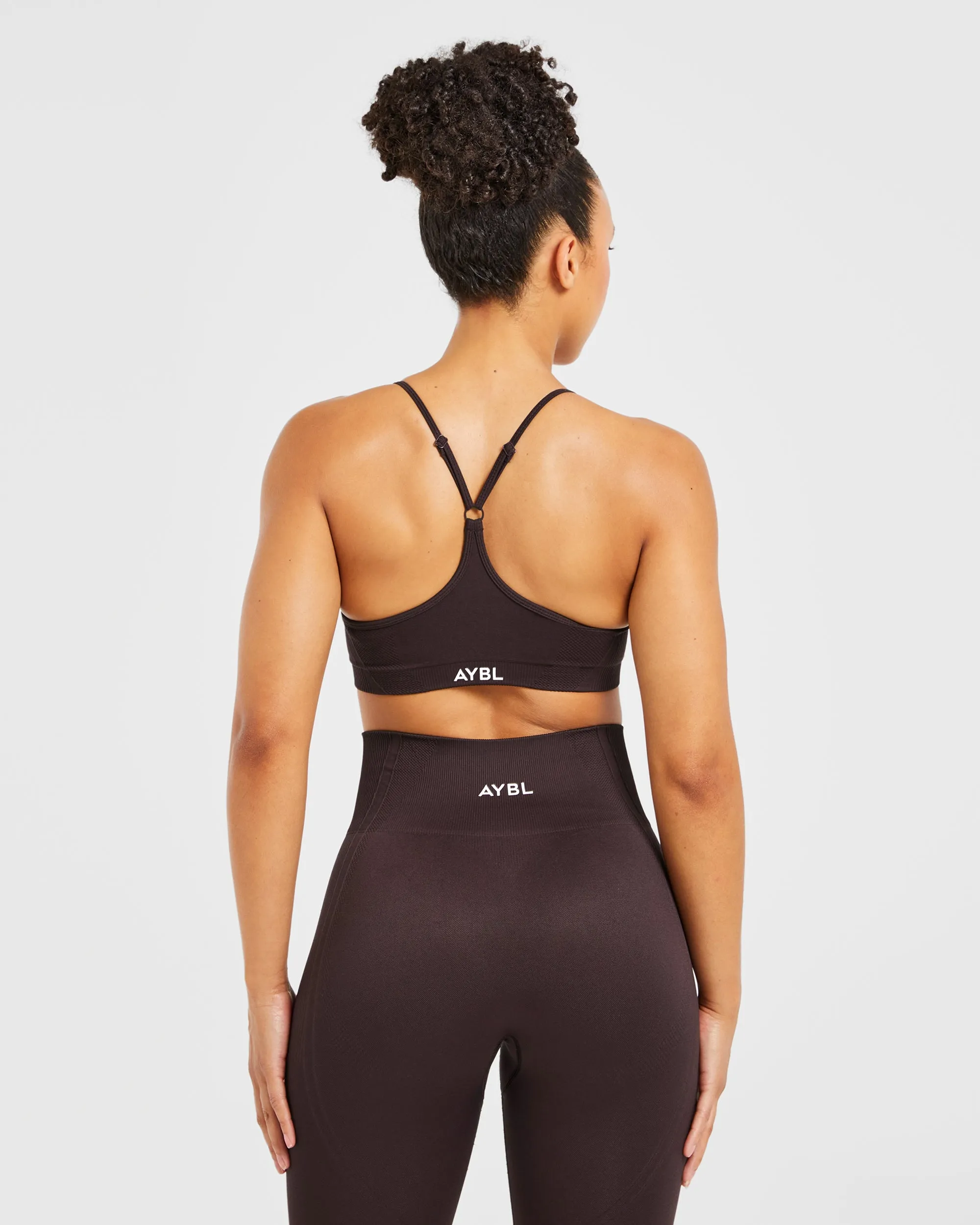 Monogrammed seams Adjustable Balance V3 Seamless Strappy Sports Bra - Dark Brown