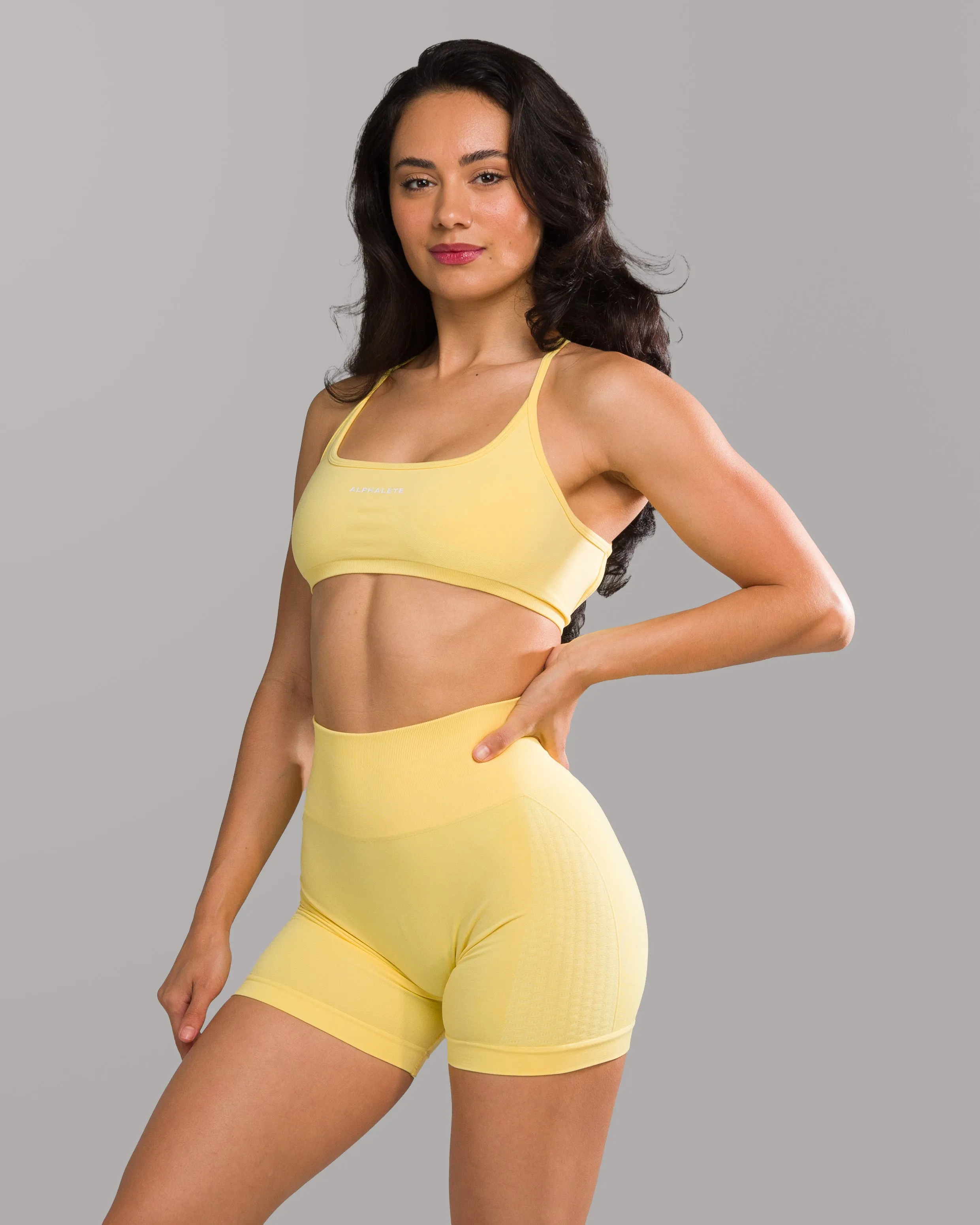 Amplify Open Back Bra - Canary Yellow Skinny Fit