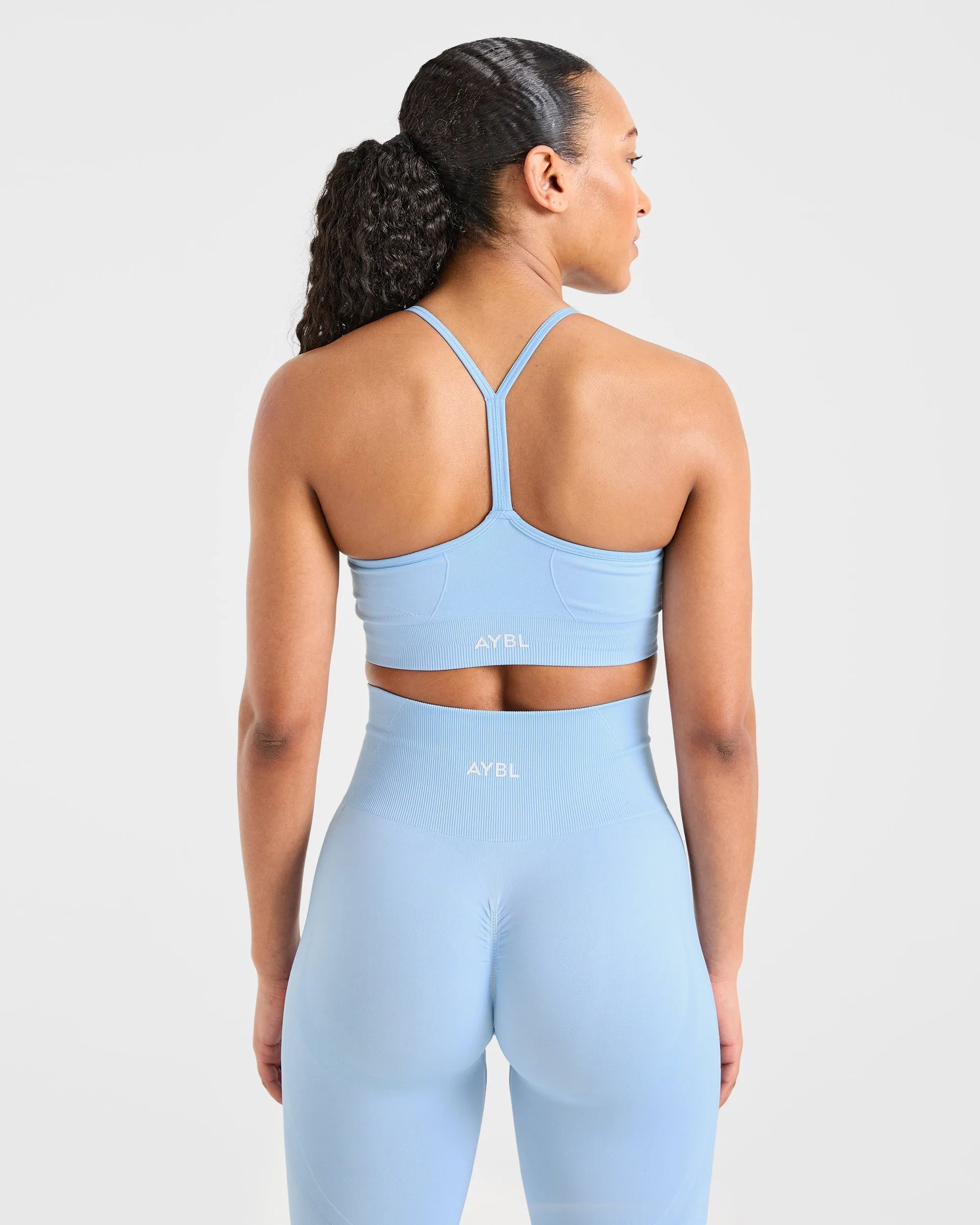 Empower Seamless Sports Bra - Sky Blue Lightweight Fit Spaghetti straps