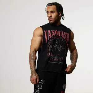 Vanquish Olympus Black Hades Oversized Boxy Cut Off Sleeveless T Shirt cotton material contrast