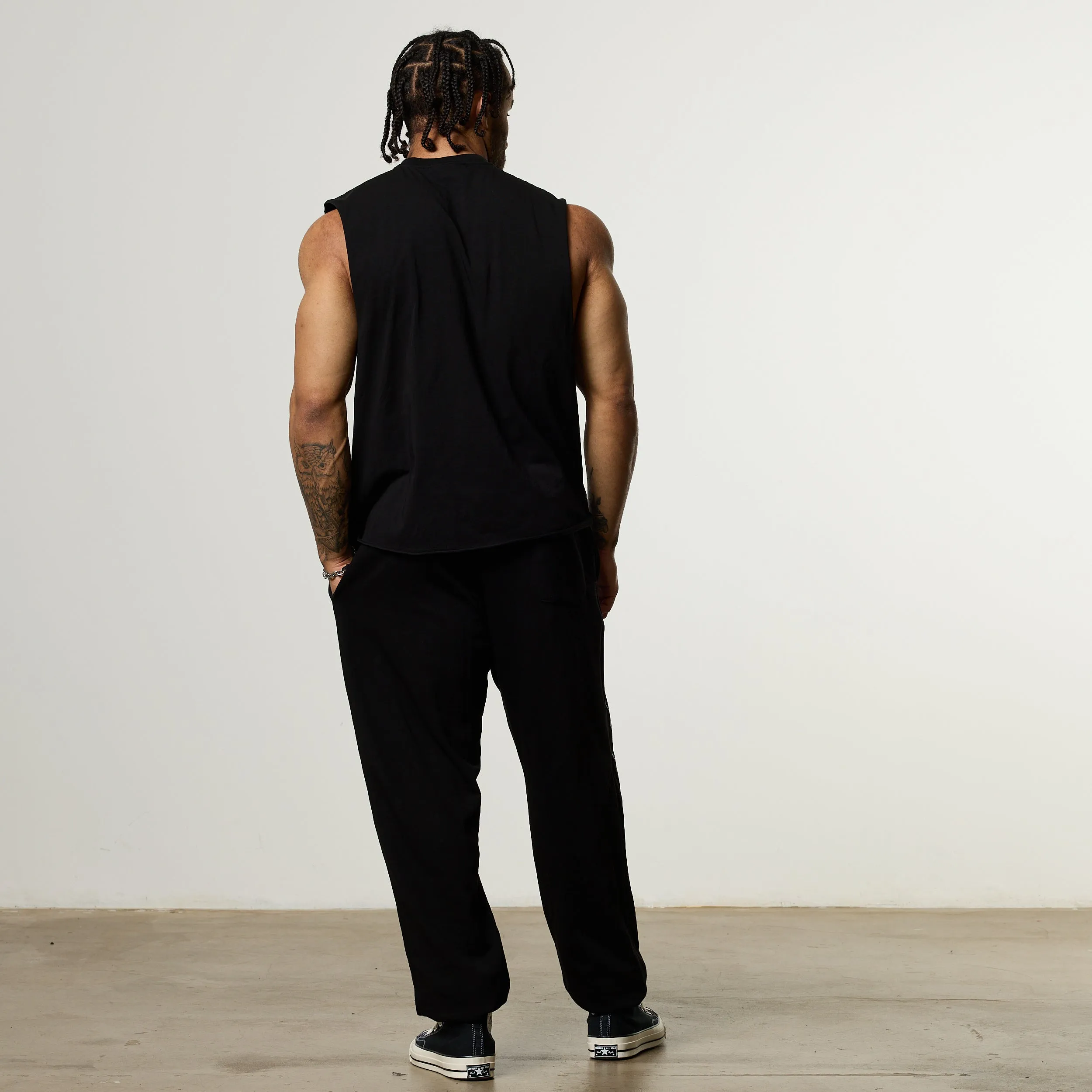 Seamless Edging Vanquish Olympus Black Hades Oversized Boxy Cut Off Sleeveless T Shirt