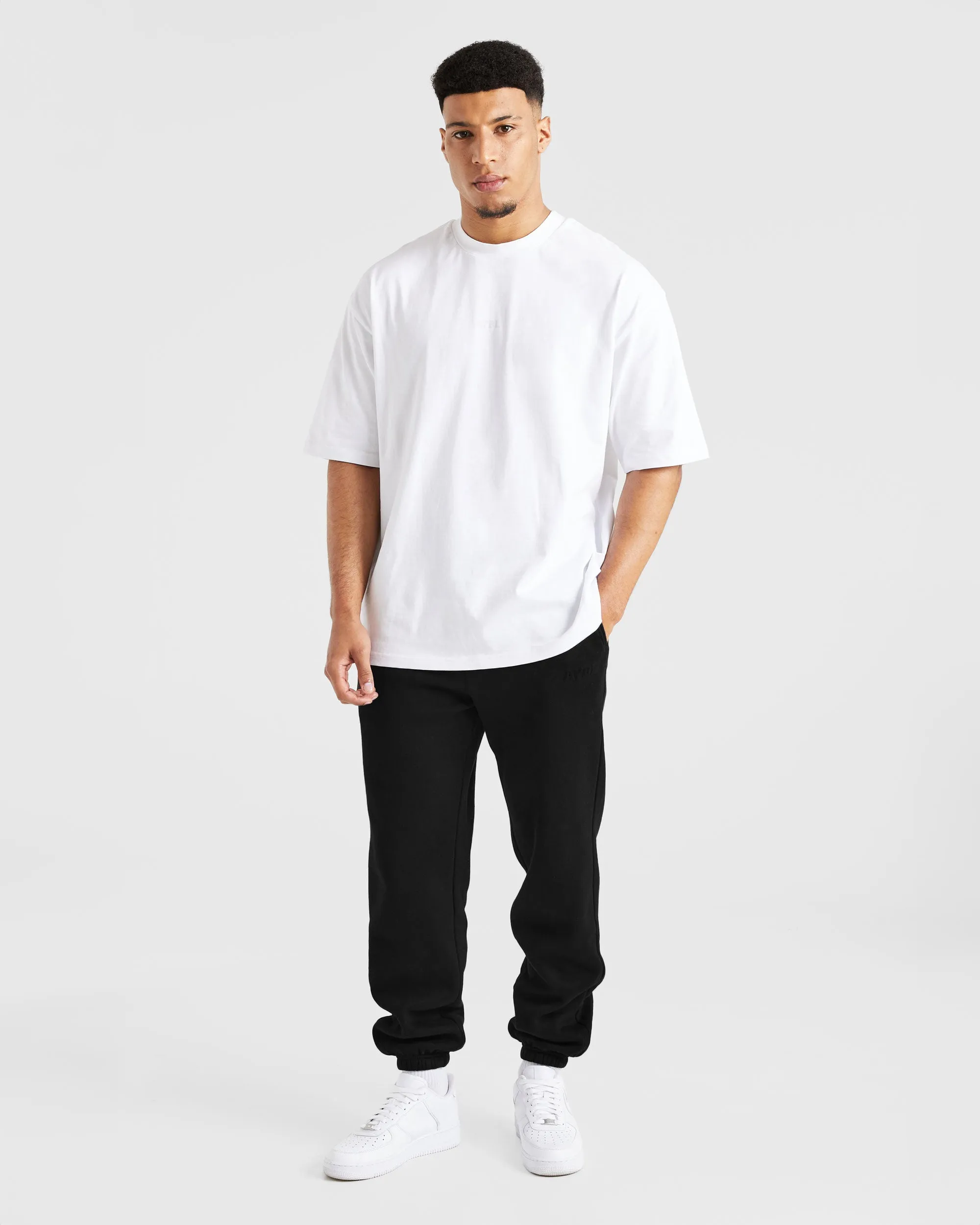 Adjustable Waist Etched Joggers - Black