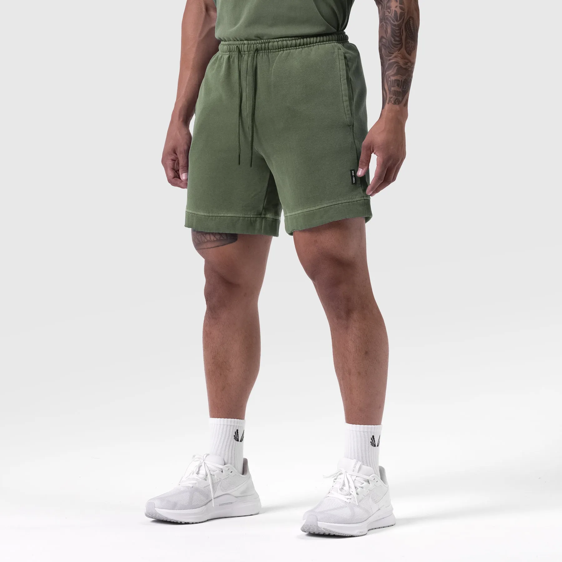 0921. Tech Essential? Sweat Short - Faded Olive Chic Look Slip Resistant Inner Grip
