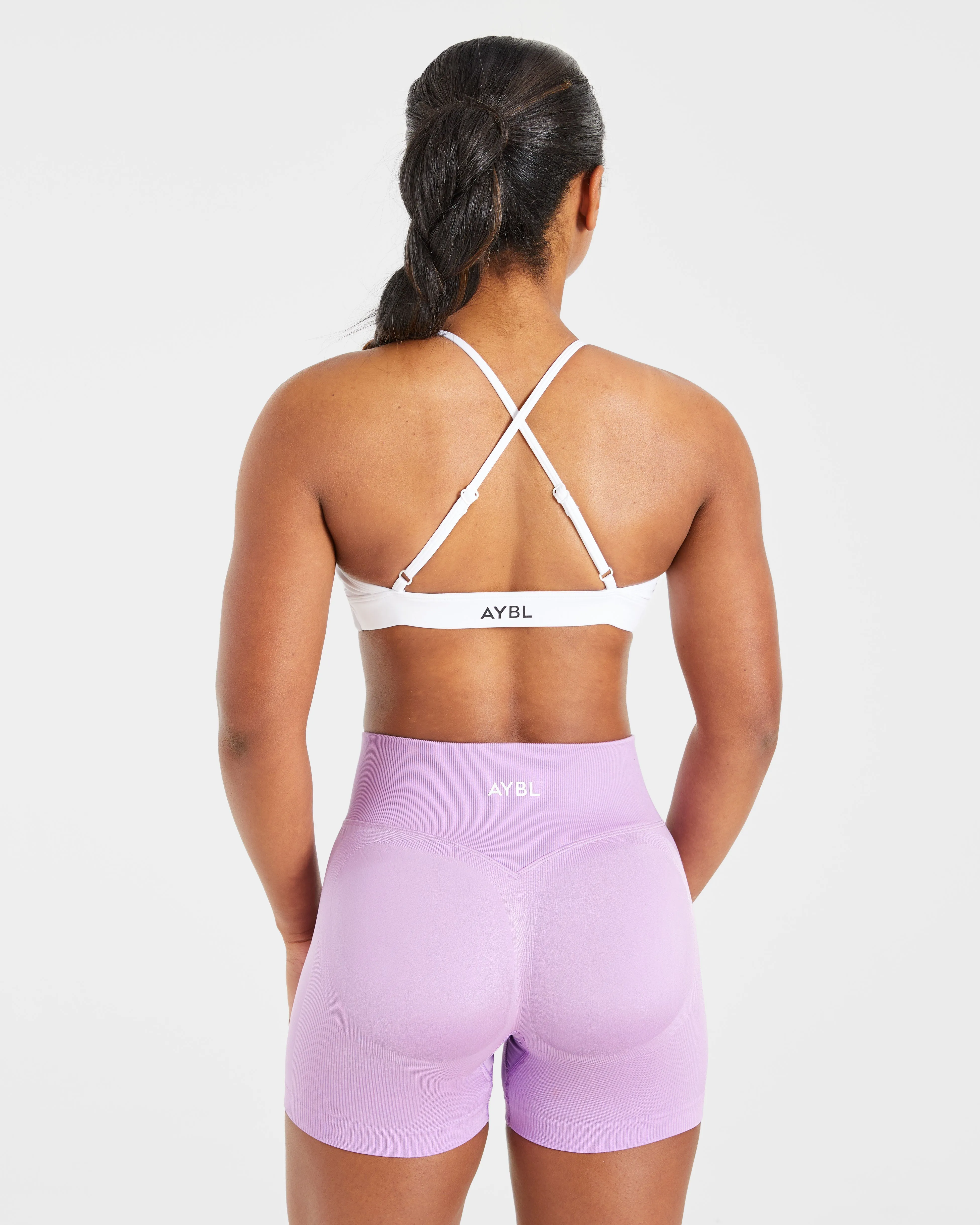 Essential Twist Crossback Sports Bra - White Sewn seams Ultra Soft Interior