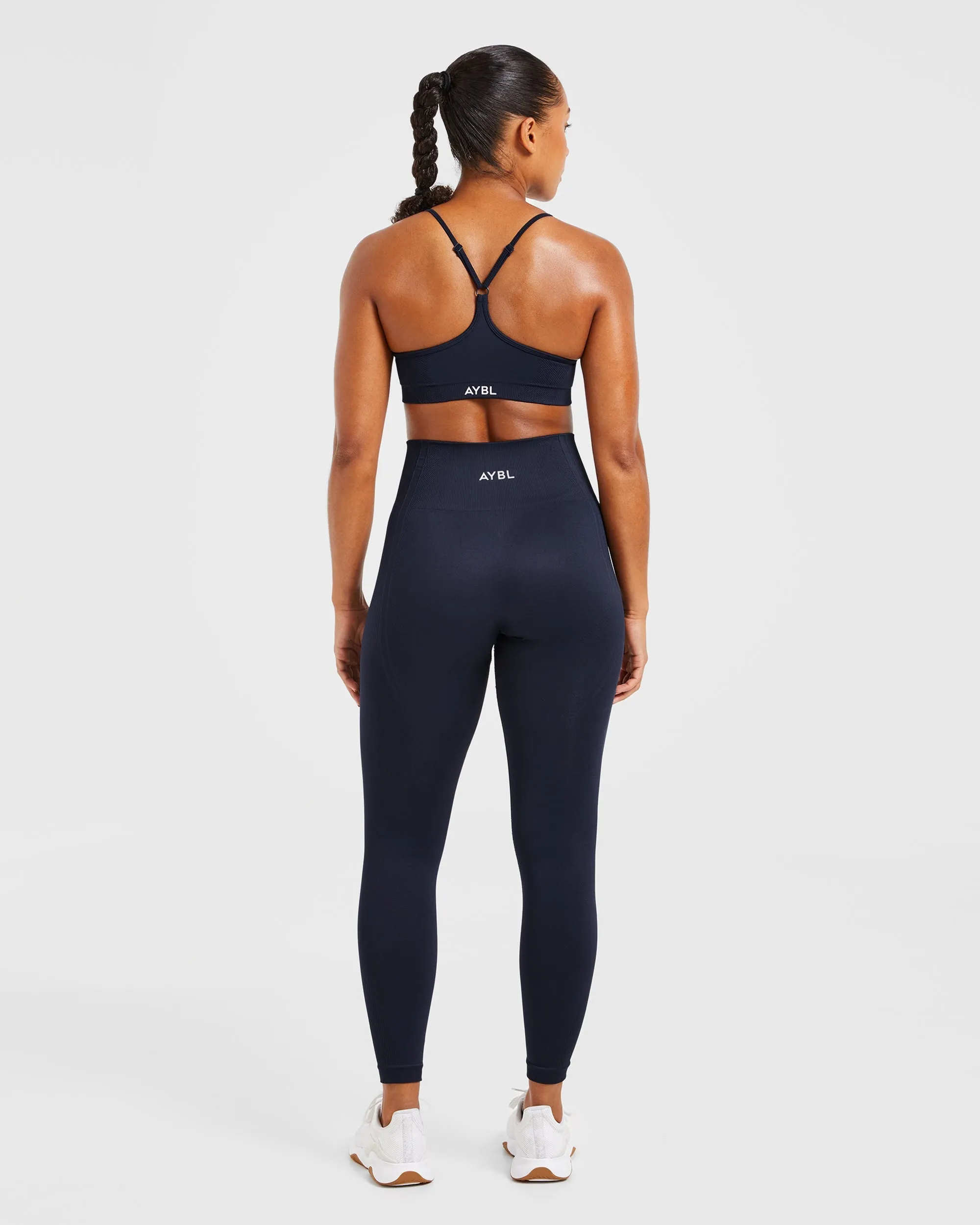 Indoor sports Monogrammed seams Balance V3 Seamless Strappy Sports Bra - Navy
