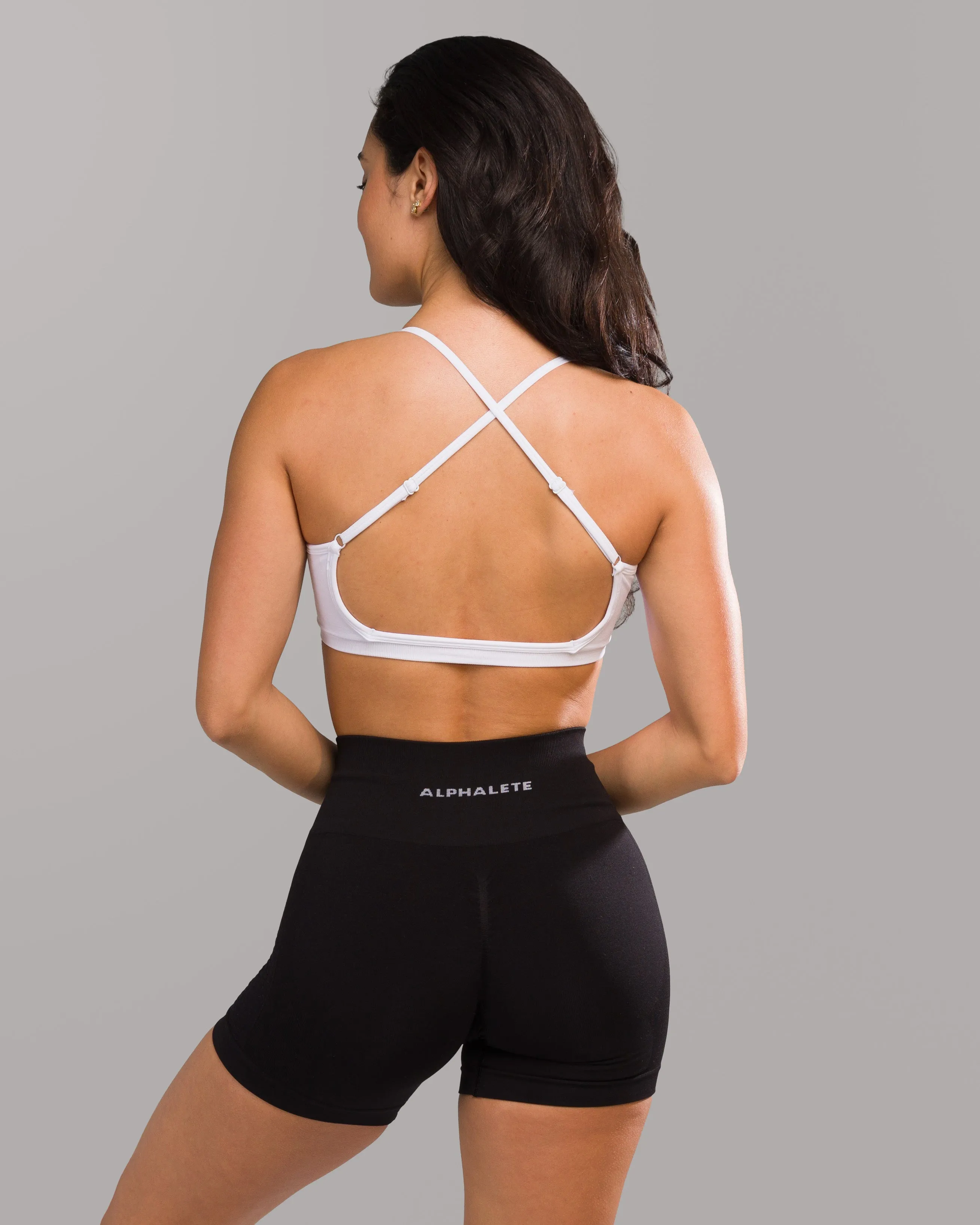 Amplify Open Back Bra - White Seamless Fabric High-intensity workouts