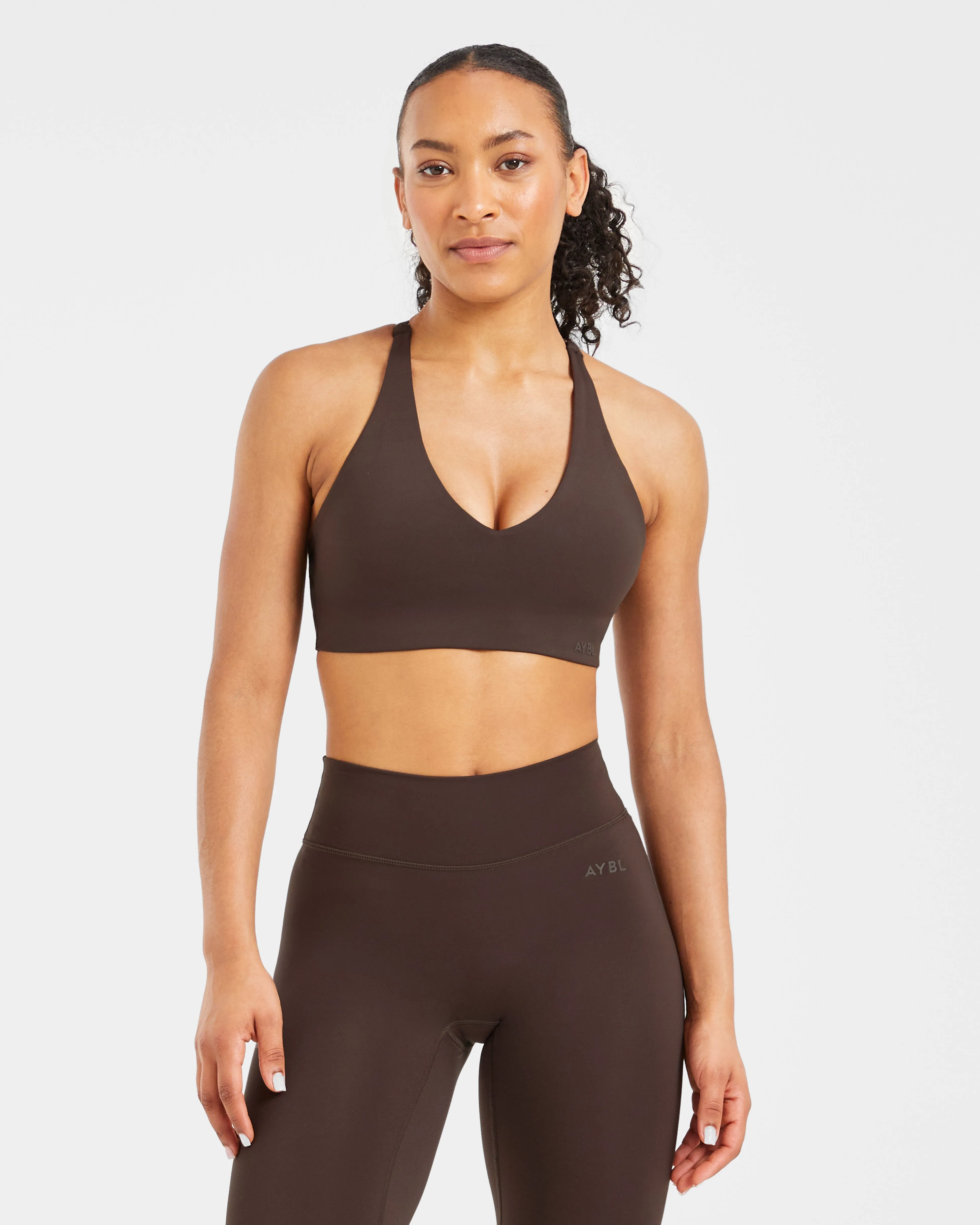 Anti-shrink natural materials Staple Sports Bra - Coffee Brown