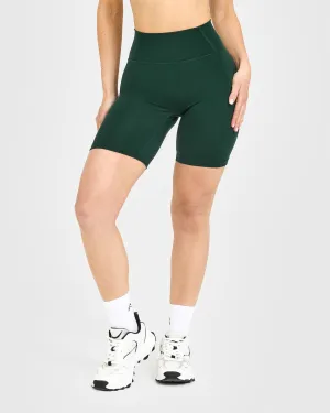 Outdoor Style Appropriate for Kayaking Timeless High Waisted Shorts with White Logo | Racing Green