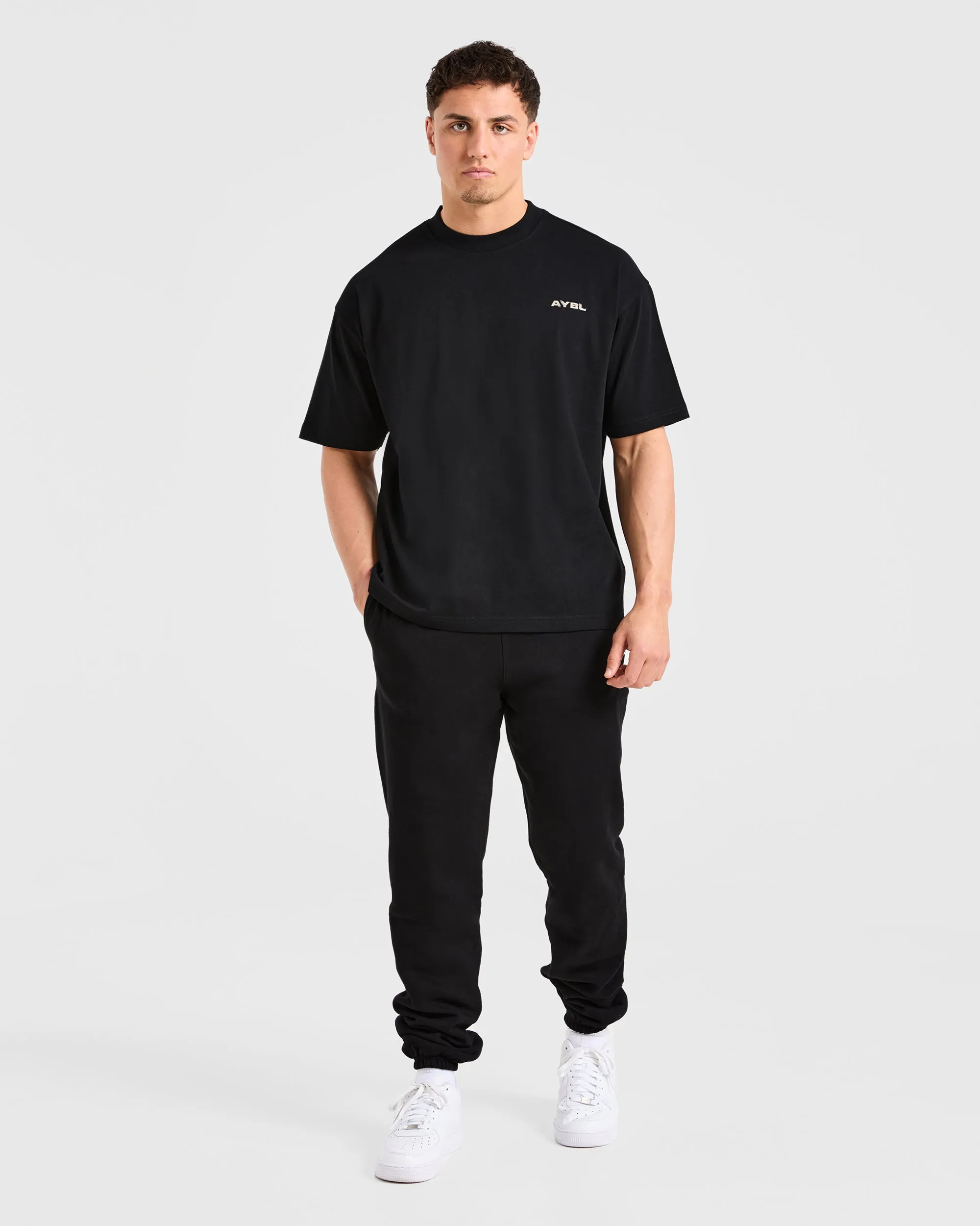 AntiStaticLining loose fitting Blur Oversized T Shirt - Black