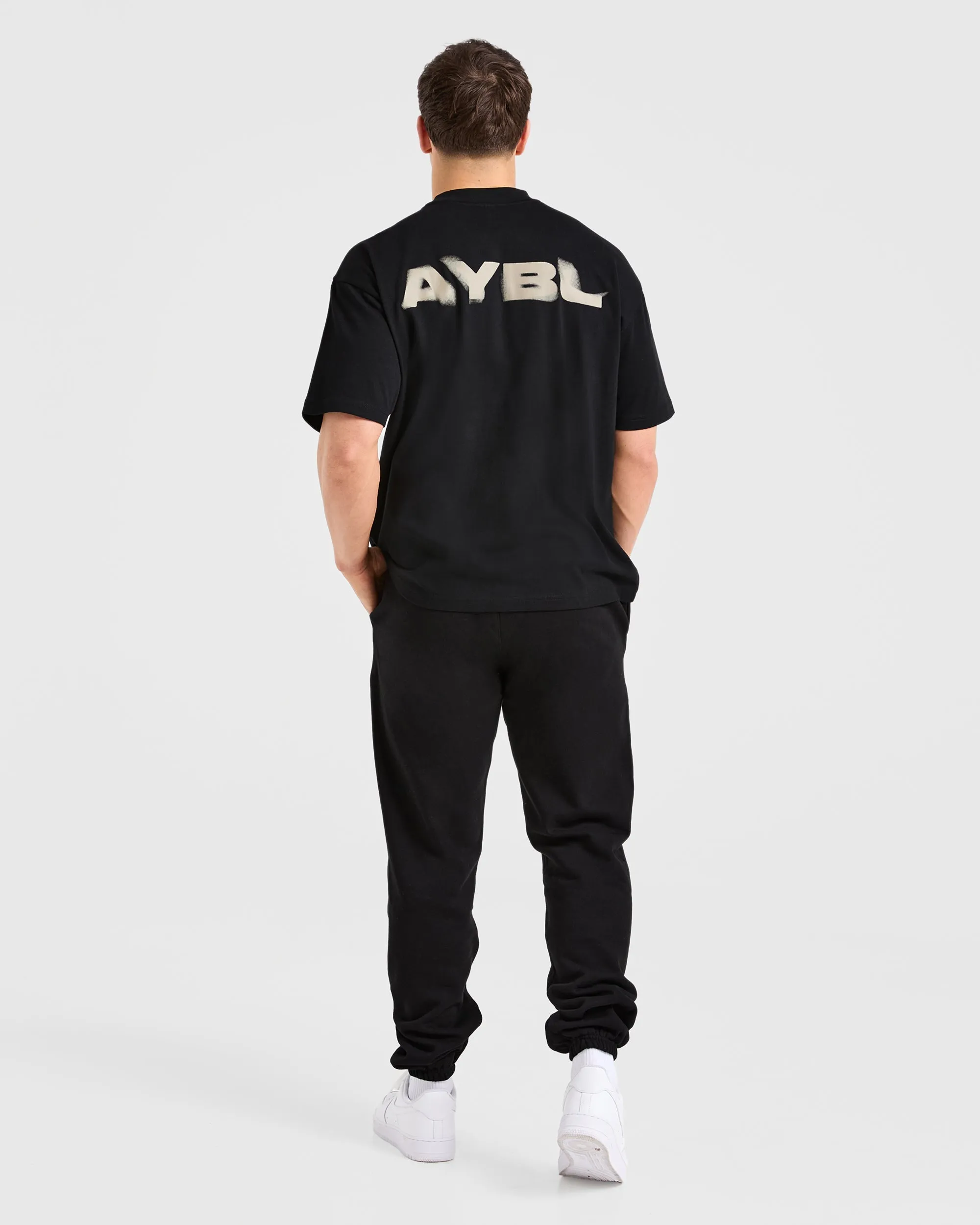 Blur Oversized T Shirt - Black Silk combination Wrinkle Resistant Material