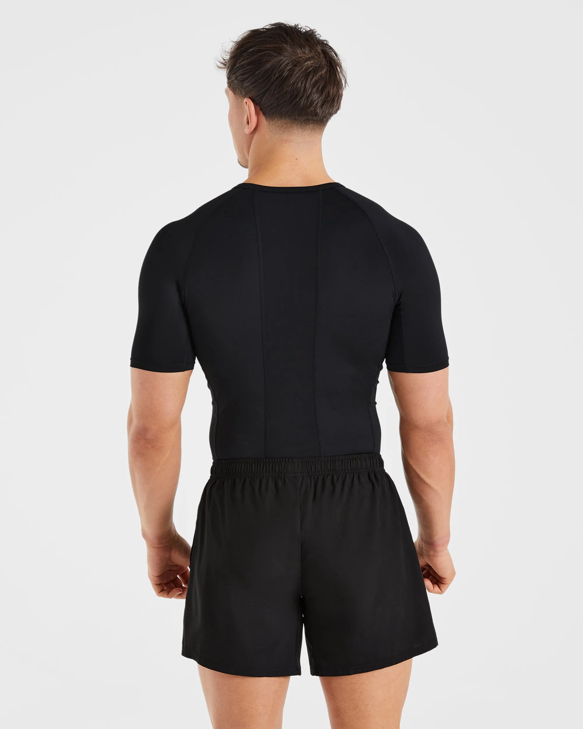 brandable Drop Shoulder Cut Compression T Shirt - Black