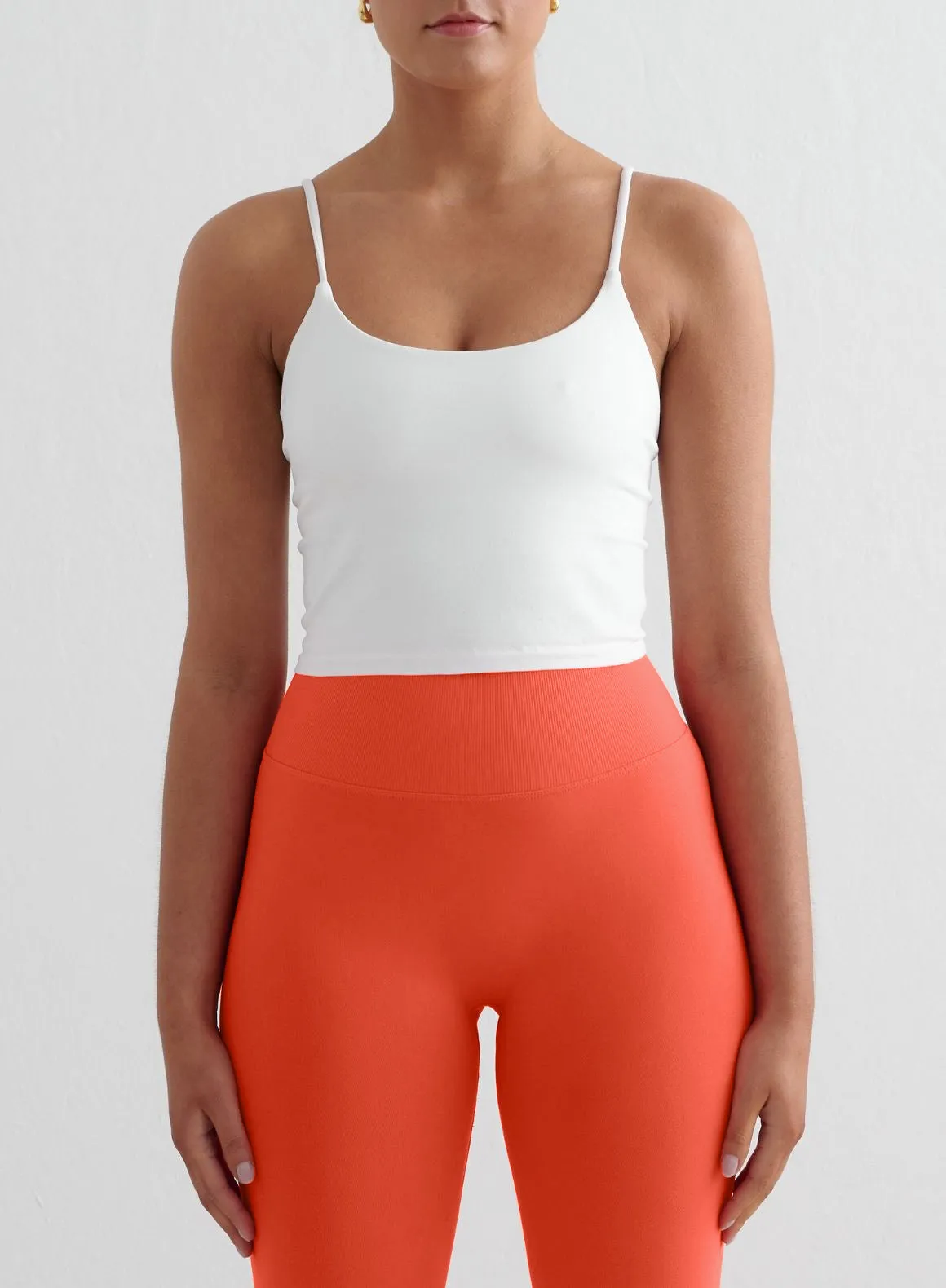 Moisture Wicking Fabric White Shape Seamless Strap Singlet
