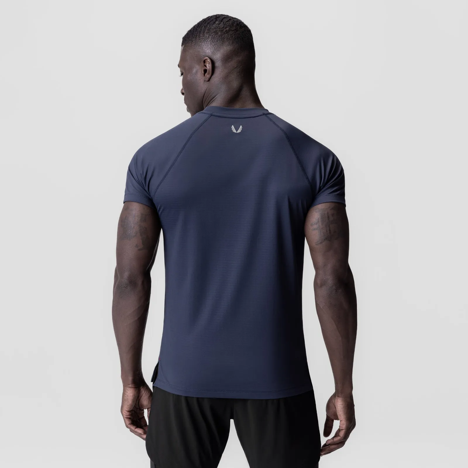 0839. 3D-Lite? 2.0 Lycra?? Fitted Tee - Navy "OTWR" Minimal Look Perfect for Travel