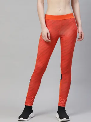 Luxury Choice Mountain Hike Alcis Women Orange Grey Abstract Print Tights