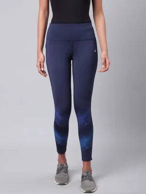 Alcis Women Navy Blue Solid Secure Fit Cropped Training Tights Chafe Resistant Design