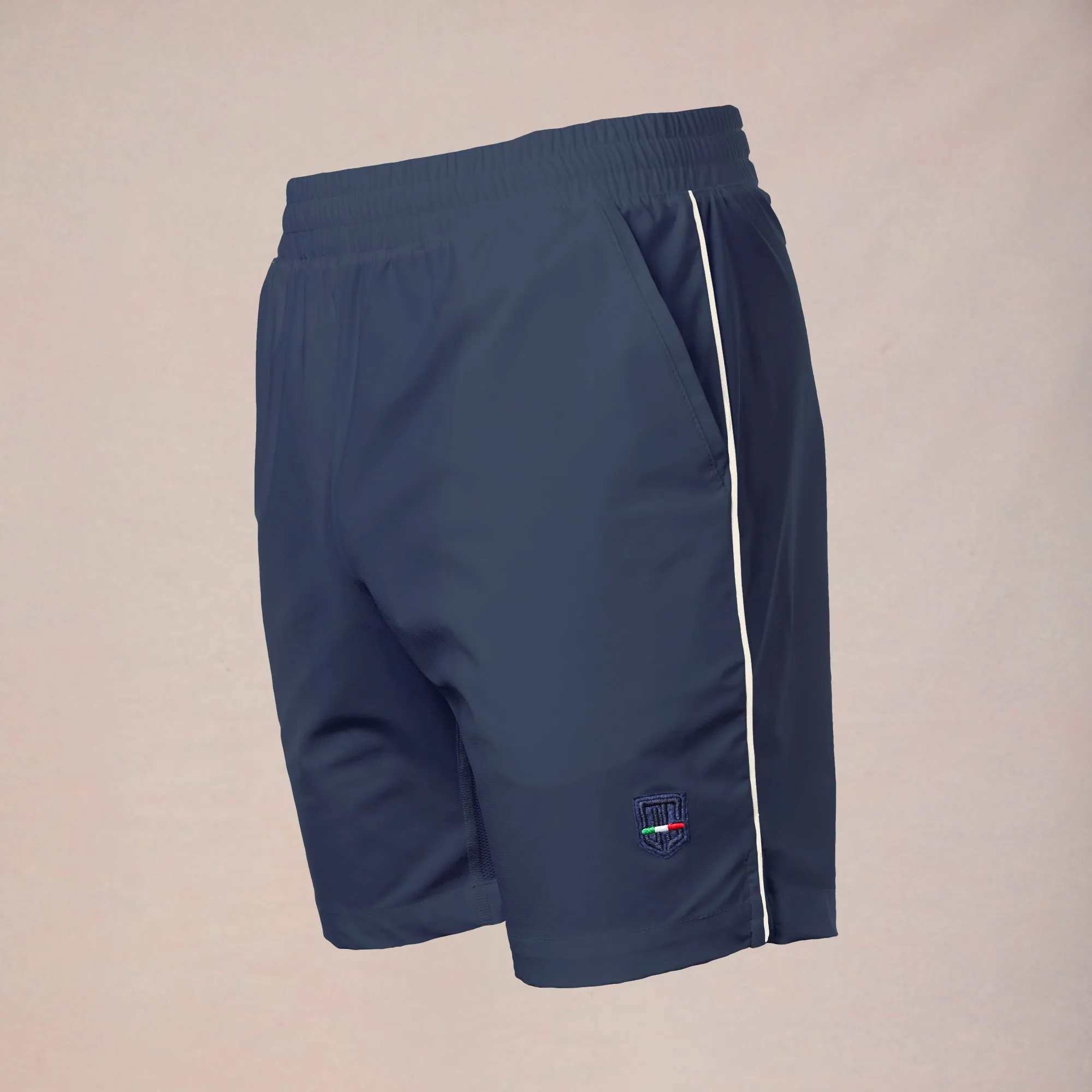 Vegan Leather Four Way Stretch Fabric Energia IV Short - Oceano di Mezzanotte / Oak
