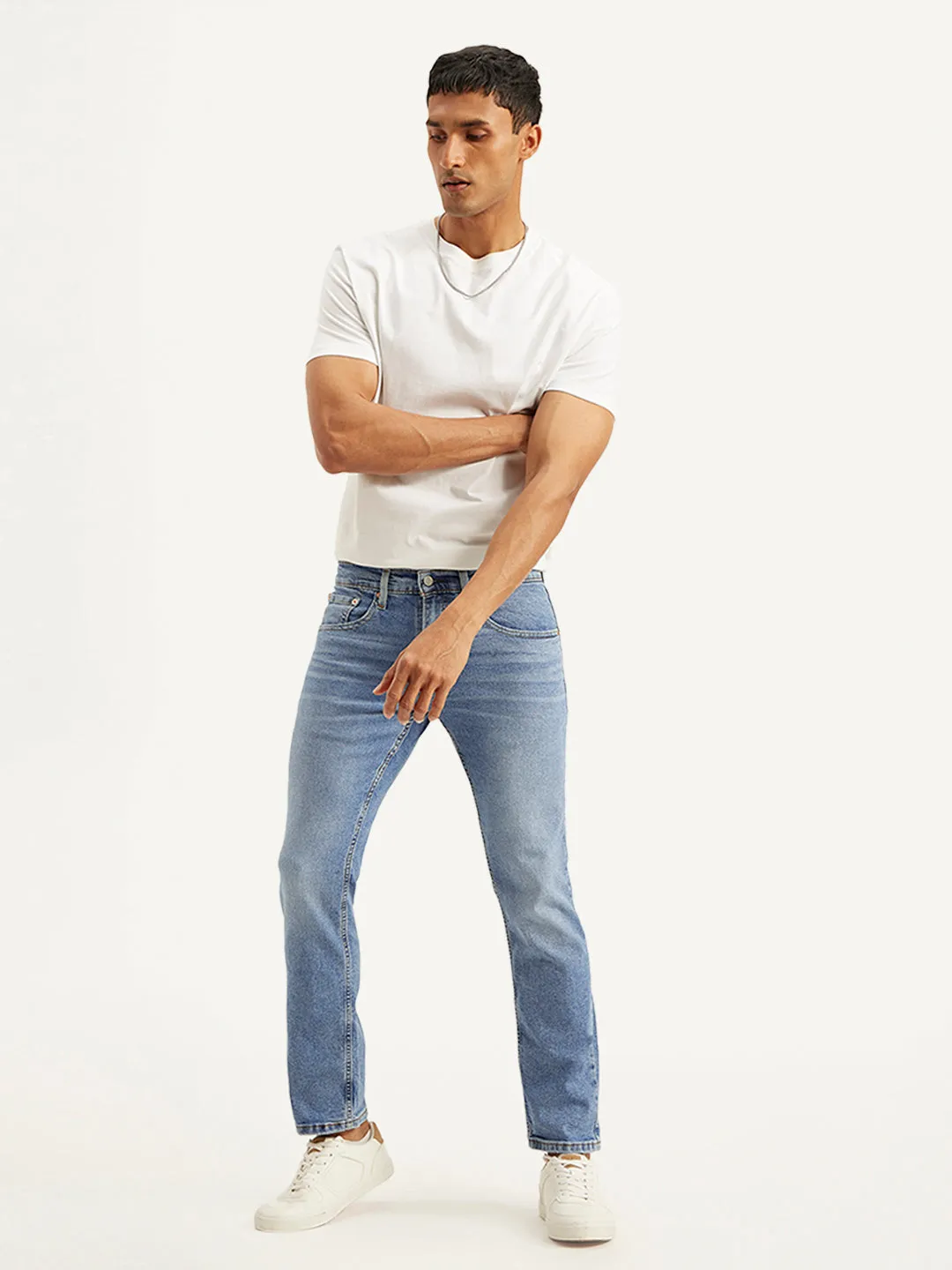 Men's 65504 Light Blue Skinny Fit Mid Rise Jeans Closet Classic Night Out Rainy Day