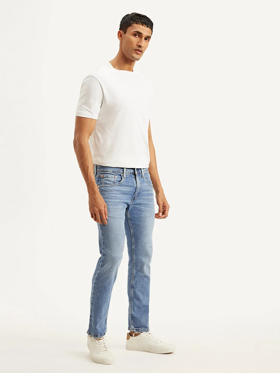 Streetwear Fan Beach Day Holiday Vibes High Quality Men's 65504 Light Blue Skinny Fit Mid Rise Jeans